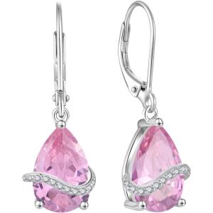 imageTeardrop Dangle Drop Earrings for Women 925 Sterling Silver Leverback Earrings Birthstone Jewelry Gifts for Her10 October  Pink Tourmaline