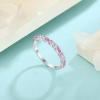 image925 Sterling Silver Eternity Birthstone Ring for Women Stackable Baguette Gemstone Ring for Her Size 51010 October  Pink Tourmaline