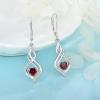imageDangle Drop Earrings for Women 925 Sterling Silver Infinity Leverback Earrings with Birthstone Twisted Jewelry Gifts for Her01 January  Garnet