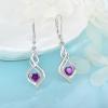 imageDangle Drop Earrings for Women 925 Sterling Silver Infinity Leverback Earrings with Birthstone Twisted Jewelry Gifts for Her02 February  Amethyst