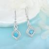 imageDangle Drop Earrings for Women 925 Sterling Silver Infinity Leverback Earrings with Birthstone Twisted Jewelry Gifts for Her03 March  Aquamarine