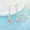 imageDangle Drop Earrings for Women 925 Sterling Silver Infinity Leverback Earrings with Birthstone Twisted Jewelry Gifts for Her10 October  Pink Tourmaline