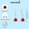 imageDangle Drop Earrings for Women 925 Sterling Silver Triangle Halo Leverback Earrings with Birthstone Jewelry for Her01 January  Garnet