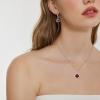 imageDangle Drop Earrings for Women 925 Sterling Silver Triangle Halo Leverback Earrings with Birthstone Jewelry for Her01 January  Garnet
