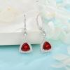 imageDangle Drop Earrings for Women 925 Sterling Silver Triangle Halo Leverback Earrings with Birthstone Jewelry for Her01 January  Garnet