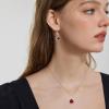 imageDangle Drop Earrings for Women 925 Sterling Silver Triangle Halo Leverback Earrings with Birthstone Jewelry for Her01 January  Garnet