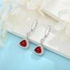 imageDangle Drop Earrings for Women 925 Sterling Silver Triangle Halo Leverback Earrings with Birthstone Jewelry for Her01 January  Garnet