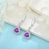 imageDangle Drop Earrings for Women 925 Sterling Silver Triangle Halo Leverback Earrings with Birthstone Jewelry for Her02 February  Amethyst