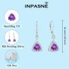 imageDangle Drop Earrings for Women 925 Sterling Silver Triangle Halo Leverback Earrings with Birthstone Jewelry for Her02 February  Amethyst