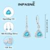 imageDangle Drop Earrings for Women 925 Sterling Silver Triangle Halo Leverback Earrings with Birthstone Jewelry for Her03 March  Aquamarine