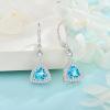 imageDangle Drop Earrings for Women 925 Sterling Silver Triangle Halo Leverback Earrings with Birthstone Jewelry for Her03 March  Aquamarine