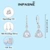 imageDangle Drop Earrings for Women 925 Sterling Silver Triangle Halo Leverback Earrings with Birthstone Jewelry for Her04 April  Simulated Diamond