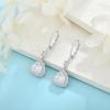 imageDangle Drop Earrings for Women 925 Sterling Silver Triangle Halo Leverback Earrings with Birthstone Jewelry for Her04 April  Simulated Diamond