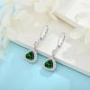 imageDangle Drop Earrings for Women 925 Sterling Silver Triangle Halo Leverback Earrings with Birthstone Jewelry for Her05 May  Emerald