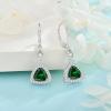 imageDangle Drop Earrings for Women 925 Sterling Silver Triangle Halo Leverback Earrings with Birthstone Jewelry for Her05 May  Emerald