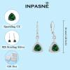 imageDangle Drop Earrings for Women 925 Sterling Silver Triangle Halo Leverback Earrings with Birthstone Jewelry for Her05 May  Emerald