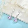 imageDangle Drop Earrings for Women 925 Sterling Silver Triangle Halo Leverback Earrings with Birthstone Jewelry for Her06 June  Alexandrite
