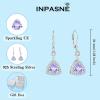 imageDangle Drop Earrings for Women 925 Sterling Silver Triangle Halo Leverback Earrings with Birthstone Jewelry for Her06 June  Alexandrite
