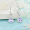 imageDangle Drop Earrings for Women 925 Sterling Silver Triangle Halo Leverback Earrings with Birthstone Jewelry for Her06 June  Alexandrite