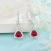 imageDangle Drop Earrings for Women 925 Sterling Silver Triangle Halo Leverback Earrings with Birthstone Jewelry for Her07 July  Ruby