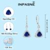 imageDangle Drop Earrings for Women 925 Sterling Silver Triangle Halo Leverback Earrings with Birthstone Jewelry for Her09 September  Sapphire