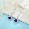 imageDangle Drop Earrings for Women 925 Sterling Silver Triangle Halo Leverback Earrings with Birthstone Jewelry for Her09 September  Sapphire