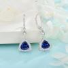 imageDangle Drop Earrings for Women 925 Sterling Silver Triangle Halo Leverback Earrings with Birthstone Jewelry for Her09 September  Sapphire