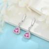 imageDangle Drop Earrings for Women 925 Sterling Silver Triangle Halo Leverback Earrings with Birthstone Jewelry for Her10 October  Pink Tourmaline