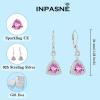 imageDangle Drop Earrings for Women 925 Sterling Silver Triangle Halo Leverback Earrings with Birthstone Jewelry for Her10 October  Pink Tourmaline