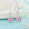 imageDangle Drop Earrings for Women 925 Sterling Silver Triangle Halo Leverback Earrings with Birthstone Jewelry for Her10 October  Pink Tourmaline