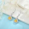imageDangle Drop Earrings for Women 925 Sterling Silver Triangle Halo Leverback Earrings with Birthstone Jewelry for Her11 November  Citrine