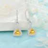 imageDangle Drop Earrings for Women 925 Sterling Silver Triangle Halo Leverback Earrings with Birthstone Jewelry for Her11 November  Citrine