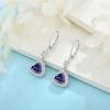 imageDangle Drop Earrings for Women 925 Sterling Silver Triangle Halo Leverback Earrings with Birthstone Jewelry for Her12 December  Tanzanite