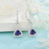 imageDangle Drop Earrings for Women 925 Sterling Silver Triangle Halo Leverback Earrings with Birthstone Jewelry for Her12 December  Tanzanite