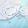 imageInfinity Celtic Knot Jewelry Set for Women 925 Sterling Silver Irish Necklace Diamond Dangle Drop Leverback Earrings and Bracelet April Birthstone Jwelry Gifts for Her