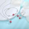 imageInfinity Celtic Knot Jewelry Set for Women 925 Sterling Silver Irish Necklace Ruby Dangle Drop Leverback Earrings and Bracelet July Birthstone Jewelry Gifts for Her