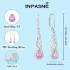 imageLeverback Earrings 925 Sterling Silver Infinity Dangle Drop Earrings Birthstone Earrings Twisted Jewelry Gifts for Women10 October  Pink Tourmaline