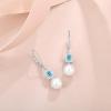 imagePearl Drop Earrings Dangling 925 Sterling Silver Emerald Cut Leverback Earrings Birthstone Jewelry for Women03 March  Aquamarine