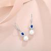 imagePearl Drop Earrings Dangling 925 Sterling Silver Emerald Cut Leverback Earrings Birthstone Jewelry for Women09 September  Sapphire