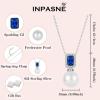 imagePearl Jewelry Set 925 Sterling Silver Sapphire Necklace Earrings Emerald Cut September Birthstone Jewelry Gifts for Her
