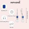 imagePearl Jewelry Set 925 Sterling Silver Sapphire Necklace Earrings Emerald Cut September Birthstone Jewelry Gifts for Her