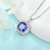 imagePrincess Cut Jewelry Set for Women 925 Sterling Silver Tanzanite December Birthstone Necklace Halo Dangle Drop Leverback Earrings Jewelry Gifts for Her