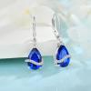 imageTeardrop Jewelry Set for Women 925 Sterling Silver Sapphire Necklace Dangle Drop Leverback Earrings September Birthstone Jewelry Gifts for Her