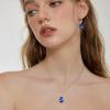 imageTeardrop Jewelry Set for Women 925 Sterling Silver Sapphire Necklace Dangle Drop Leverback Earrings September Birthstone Jewelry Gifts for Her