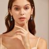 imageTeardrop Leverback Wedding Earrings 925 Sterling Silver Dangle Drop Earrings with Birthstone Jewelry for Women Brides Bridesmaid03 March  Aquamarine