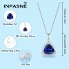 imageTriangle Jewelry Set for Women 925 Sterling Silver Halo Sapphire Necklace Dangle Drop Leverback Earrings September Birthstone Jewelry for Her