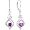 imageDangle Drop Earrings for Women 925 Sterling Silver Infinity Leverback Earrings with Birthstone Twisted Jewelry Gifts for Her02 February  Amethyst
