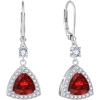 imageDangle Drop Earrings for Women 925 Sterling Silver Triangle Halo Leverback Earrings with Birthstone Jewelry for Her01 January  Garnet