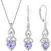 imageInfinity Celtic Knot Jewelry Set for Women 925 Sterling Silver Irish Necklace Alexandrite Dangle Drop Leverback Earrings June Birthstone Jewelry Gifts for Mom