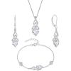 imageInfinity Celtic Knot Jewelry Set for Women 925 Sterling Silver Irish Necklace Diamond Dangle Drop Leverback Earrings and Bracelet April Birthstone Jwelry Gifts for Her